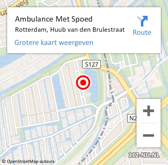 Locatie op kaart van de 112 melding: Ambulance Met Spoed Naar Rotterdam, Huub van den Brulestraat op 23 juni 2024 14:52