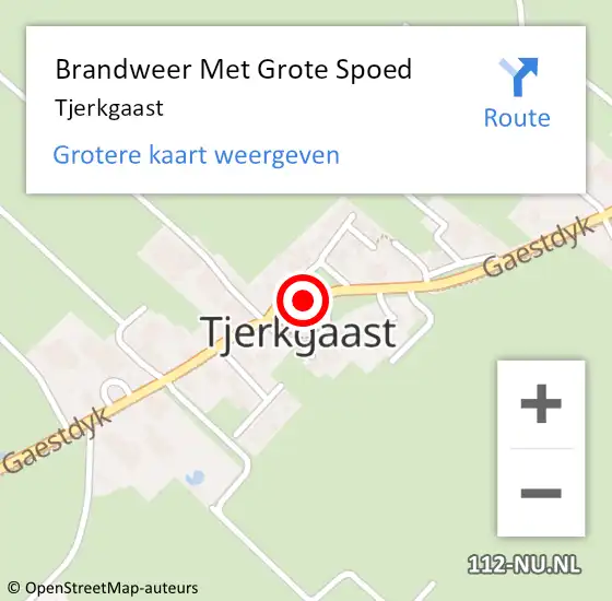 Locatie op kaart van de 112 melding: Brandweer Met Grote Spoed Naar Tjerkgaast op 23 juni 2024 15:12