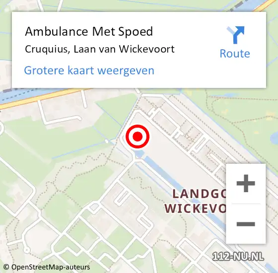 Locatie op kaart van de 112 melding: Ambulance Met Spoed Naar Cruquius, Laan van Wickevoort op 23 juni 2024 15:21