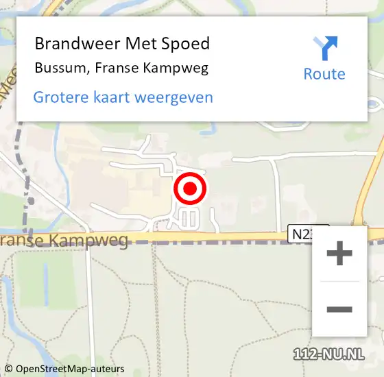 Locatie op kaart van de 112 melding: Brandweer Met Spoed Naar Bussum, Franse Kampweg op 23 juni 2024 15:33