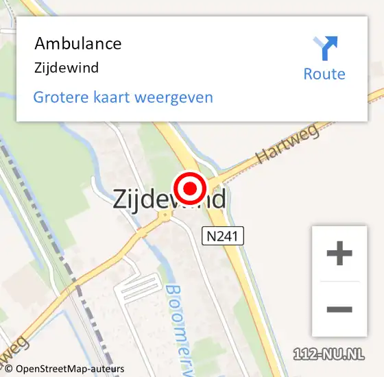 Locatie op kaart van de 112 melding: Ambulance Zijdewind op 23 juni 2024 15:34