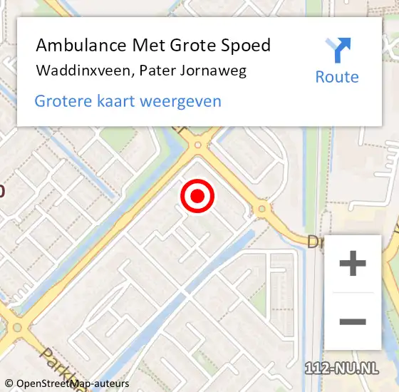 Locatie op kaart van de 112 melding: Ambulance Met Grote Spoed Naar Waddinxveen, Pater Jornaweg op 23 juni 2024 15:36