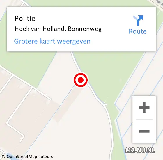 Locatie op kaart van de 112 melding: Politie Hoek van Holland, Bonnenweg op 23 juni 2024 15:39