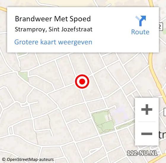 Locatie op kaart van de 112 melding: Brandweer Met Spoed Naar Stramproy, Sint Jozefstraat op 23 juni 2024 15:42