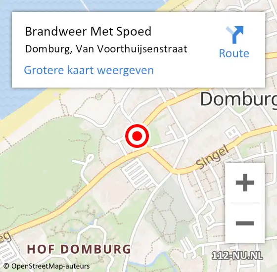 Locatie op kaart van de 112 melding: Brandweer Met Spoed Naar Domburg, Van Voorthuijsenstraat op 23 juni 2024 15:49