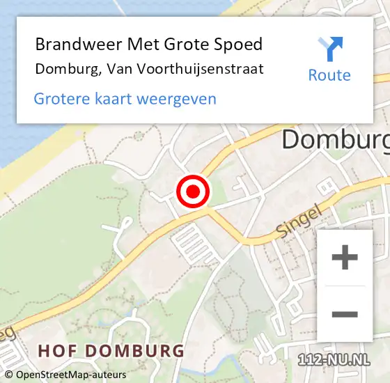 Locatie op kaart van de 112 melding: Brandweer Met Grote Spoed Naar Domburg, Van Voorthuijsenstraat op 23 juni 2024 15:51