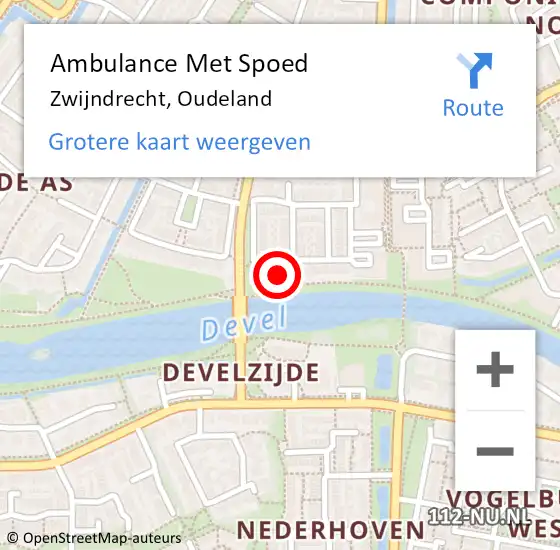 Locatie op kaart van de 112 melding: Ambulance Met Spoed Naar Zwijndrecht, Oudeland op 23 juni 2024 15:52