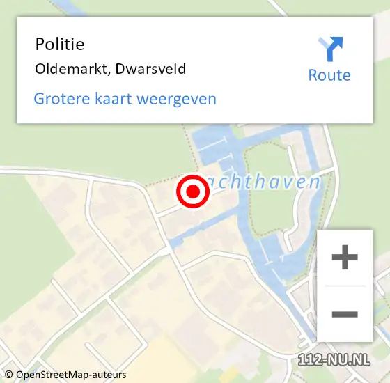 Locatie op kaart van de 112 melding: Politie Oldemarkt, Dwarsveld op 23 juni 2024 15:57