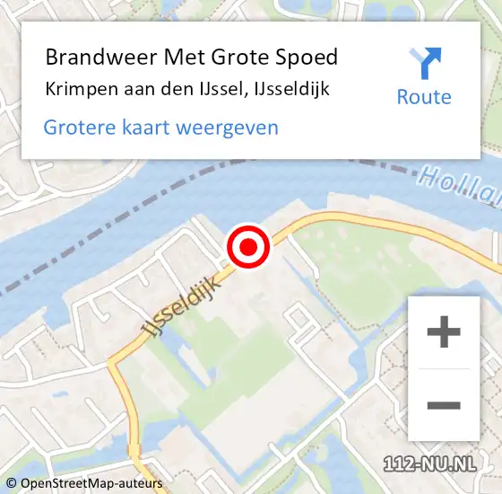 Locatie op kaart van de 112 melding: Brandweer Met Grote Spoed Naar Krimpen aan den IJssel, IJsseldijk op 23 juni 2024 16:29
