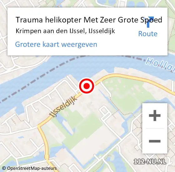 Locatie op kaart van de 112 melding: Trauma helikopter Met Zeer Grote Spoed Naar Krimpen aan den IJssel, IJsseldijk op 23 juni 2024 16:29