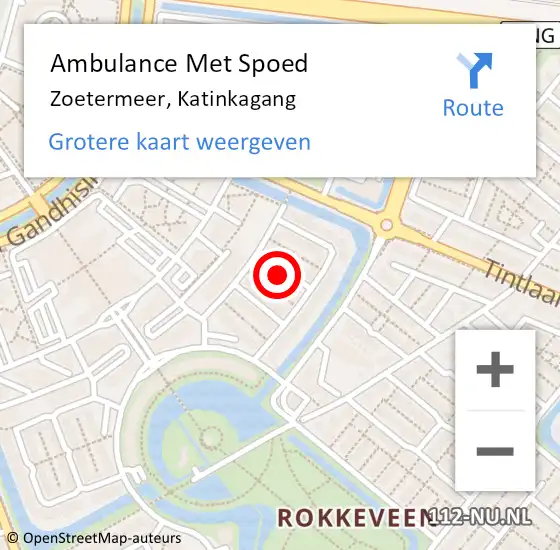 Locatie op kaart van de 112 melding: Ambulance Met Spoed Naar Zoetermeer, Katinkagang op 23 juni 2024 16:37