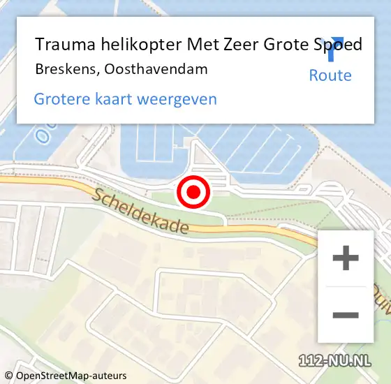 Locatie op kaart van de 112 melding: Trauma helikopter Met Zeer Grote Spoed Naar Breskens, Oosthavendam op 23 juni 2024 16:38