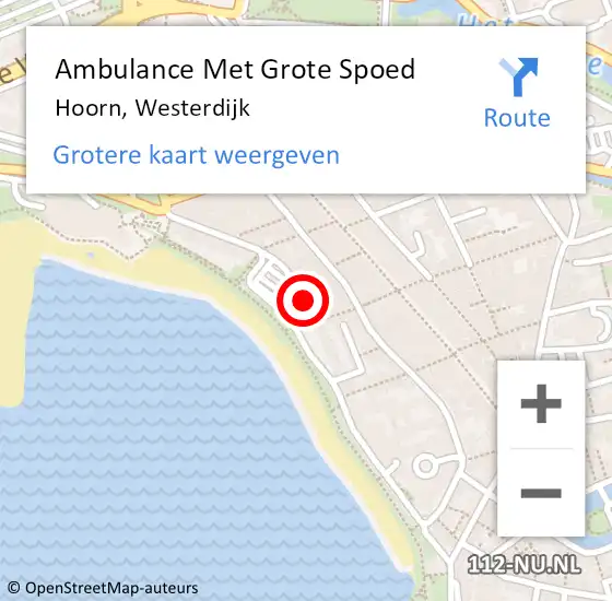 Locatie op kaart van de 112 melding: Ambulance Met Grote Spoed Naar Hoorn, Westerdijk op 23 juni 2024 16:47