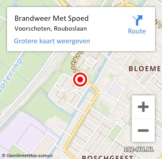 Locatie op kaart van de 112 melding: Brandweer Met Spoed Naar Voorschoten, Rouboslaan op 23 juni 2024 16:59