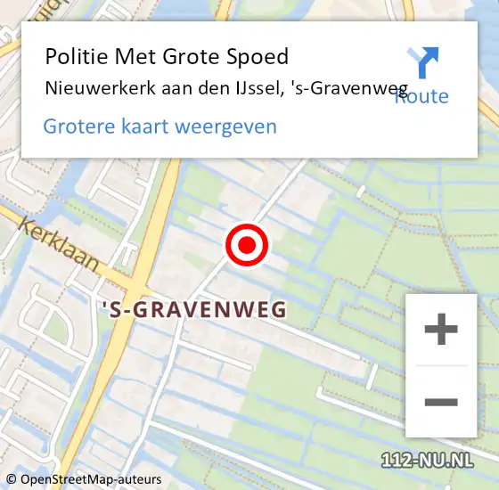 Locatie op kaart van de 112 melding: Politie Met Grote Spoed Naar Nieuwerkerk aan den IJssel, 's-Gravenweg op 23 juni 2024 17:02