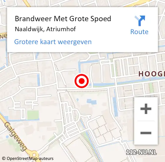 Locatie op kaart van de 112 melding: Brandweer Met Grote Spoed Naar Naaldwijk, Atriumhof op 23 juni 2024 17:07