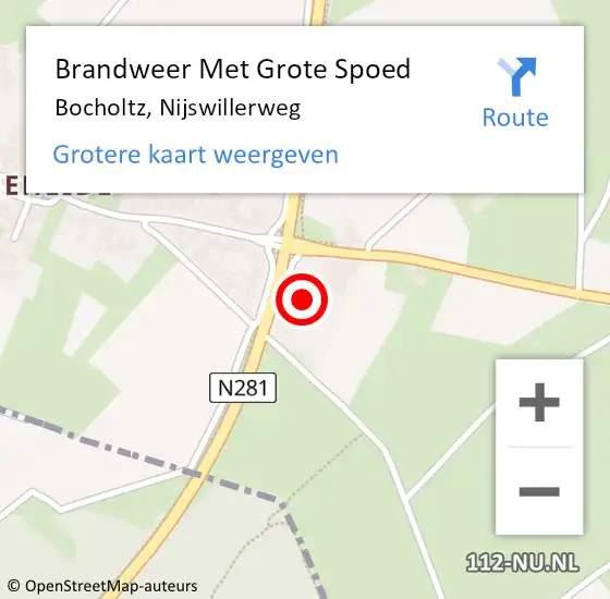 Locatie op kaart van de 112 melding: Brandweer Met Grote Spoed Naar Bocholtz, Nijswillerweg op 23 juni 2024 17:25