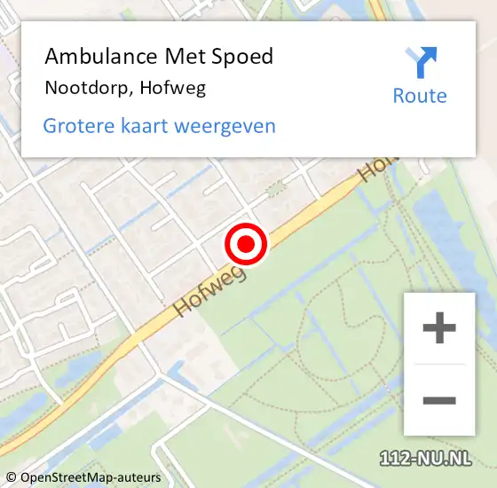 Locatie op kaart van de 112 melding: Ambulance Met Spoed Naar Nootdorp, Hofweg op 23 juni 2024 17:27