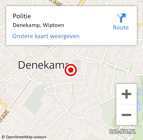 Locatie op kaart van de 112 melding: Politie Denekamp, Wiptoen op 23 juni 2024 17:57