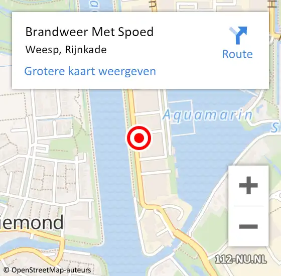 Locatie op kaart van de 112 melding: Brandweer Met Spoed Naar Weesp, Rijnkade op 23 juni 2024 18:01