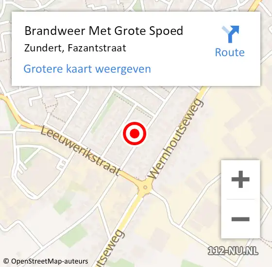 Locatie op kaart van de 112 melding: Brandweer Met Grote Spoed Naar Zundert, Fazantstraat op 23 juni 2024 18:04