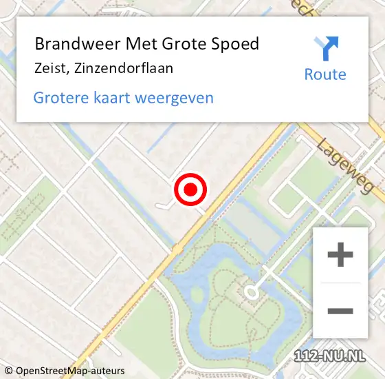 Locatie op kaart van de 112 melding: Brandweer Met Grote Spoed Naar Zeist, Zinzendorflaan op 23 juni 2024 18:20