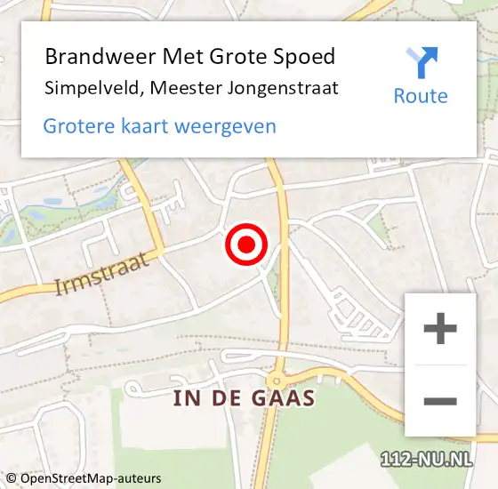 Locatie op kaart van de 112 melding: Brandweer Met Grote Spoed Naar Simpelveld, Meester Jongenstraat op 23 juni 2024 18:28