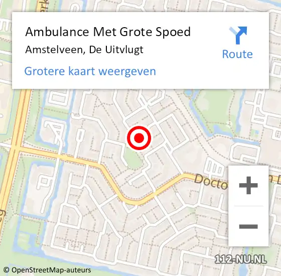 Locatie op kaart van de 112 melding: Ambulance Met Grote Spoed Naar Amstelveen, De Uitvlugt op 23 juni 2024 18:29