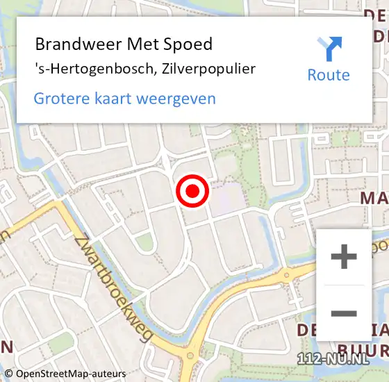 Locatie op kaart van de 112 melding: Brandweer Met Spoed Naar 's-Hertogenbosch, Zilverpopulier op 23 juni 2024 18:42