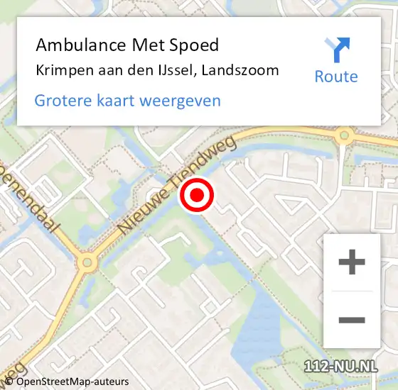 Locatie op kaart van de 112 melding: Ambulance Met Spoed Naar Krimpen aan den IJssel, Landszoom op 23 juni 2024 18:42