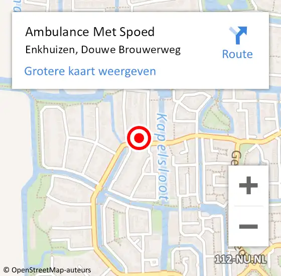 Locatie op kaart van de 112 melding: Ambulance Met Spoed Naar Enkhuizen, Douwe Brouwerweg op 23 juni 2024 18:43