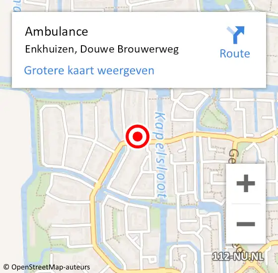 Locatie op kaart van de 112 melding: Ambulance Enkhuizen, Douwe Brouwerweg op 23 juni 2024 18:45