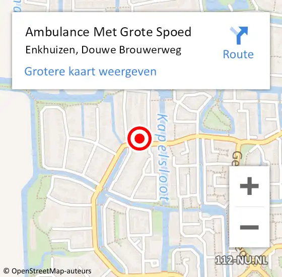 Locatie op kaart van de 112 melding: Ambulance Met Grote Spoed Naar Enkhuizen, Douwe Brouwerweg op 23 juni 2024 18:45