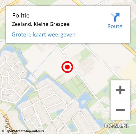 Locatie op kaart van de 112 melding: Politie Zeeland, Kleine Graspeel op 23 juni 2024 18:53