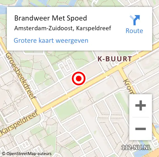 Locatie op kaart van de 112 melding: Brandweer Met Spoed Naar Amsterdam, Karspeldreef op 23 juni 2024 19:00