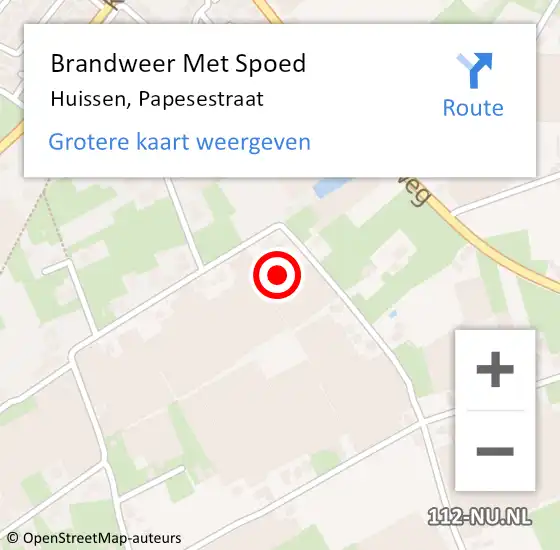 Locatie op kaart van de 112 melding: Brandweer Met Spoed Naar Huissen, Papesestraat op 23 juni 2024 19:01