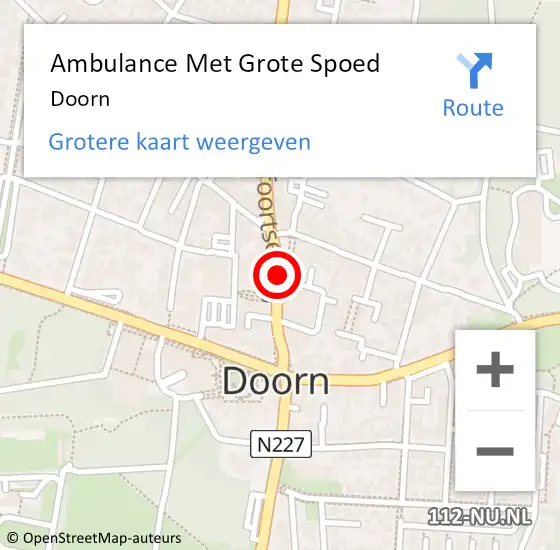 Locatie op kaart van de 112 melding: Ambulance Met Grote Spoed Naar Doorn op 23 juni 2024 19:08