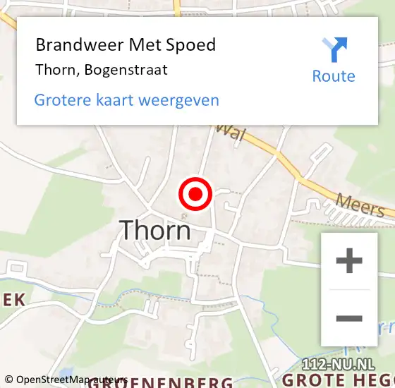 Locatie op kaart van de 112 melding: Brandweer Met Spoed Naar Thorn, Bogenstraat op 23 juni 2024 19:09