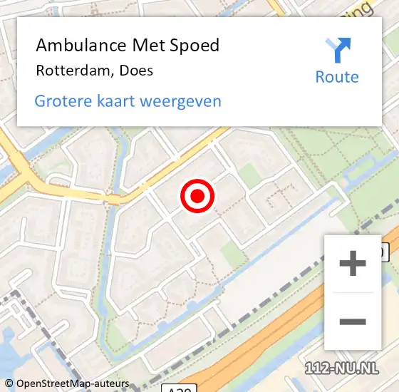 Locatie op kaart van de 112 melding: Ambulance Met Spoed Naar Rotterdam, Does op 23 juni 2024 19:11