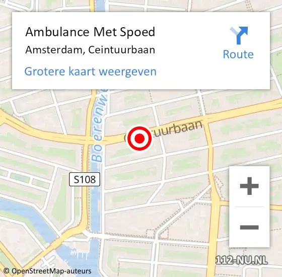 Locatie op kaart van de 112 melding: Ambulance Met Spoed Naar Amsterdam, Ceintuurbaan op 23 juni 2024 19:17