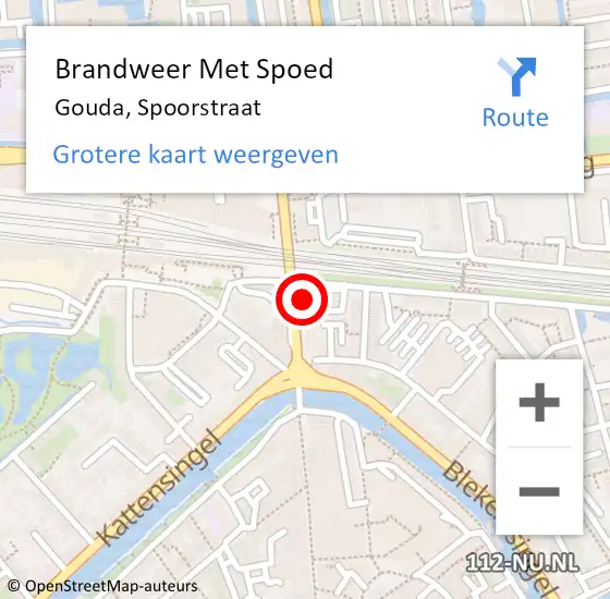 Locatie op kaart van de 112 melding: Brandweer Met Spoed Naar Gouda, Spoorstraat op 23 juni 2024 19:18