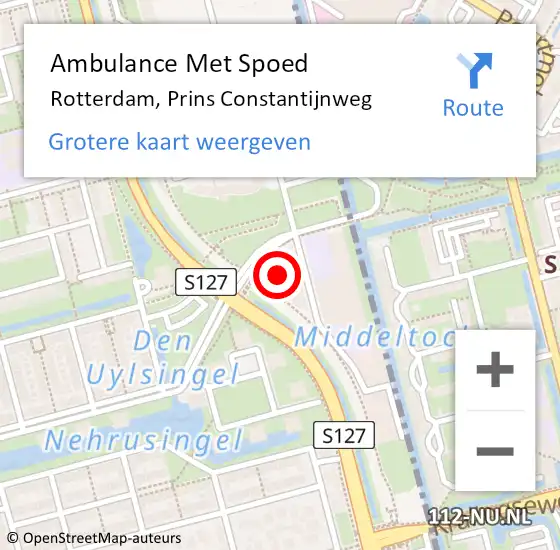 Locatie op kaart van de 112 melding: Ambulance Met Spoed Naar Rotterdam, Prins Constantijnweg op 23 juni 2024 19:18