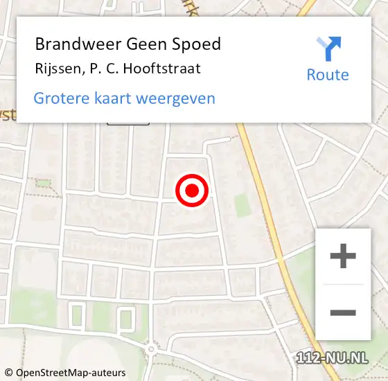 Locatie op kaart van de 112 melding: Brandweer Geen Spoed Naar Rijssen, P. C. Hooftstraat op 23 juni 2024 19:21