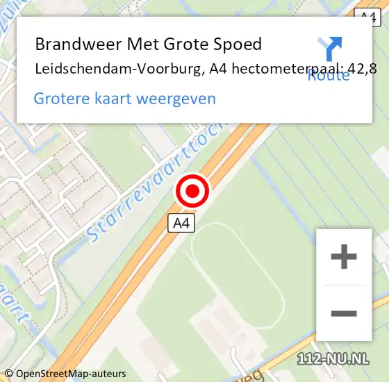 Locatie op kaart van de 112 melding: Brandweer Met Grote Spoed Naar Leidschendam-Voorburg, A4 hectometerpaal: 42,8 op 23 juni 2024 19:32
