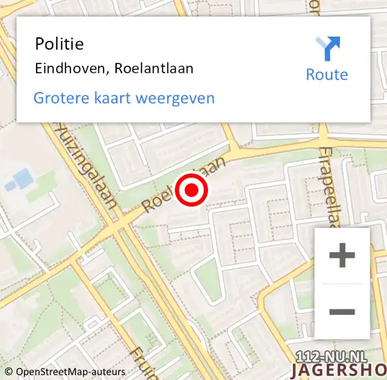 Locatie op kaart van de 112 melding: Politie Eindhoven, Roelantlaan op 23 juni 2024 19:37