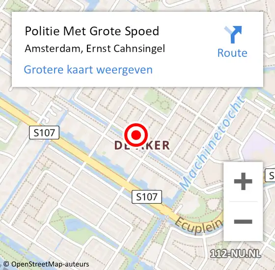 Locatie op kaart van de 112 melding: Politie Met Grote Spoed Naar Amsterdam, Ernst Cahnsingel op 23 juni 2024 19:45