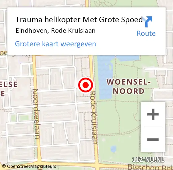 Locatie op kaart van de 112 melding: Trauma helikopter Met Grote Spoed Naar Eindhoven, Rode Kruislaan op 23 juni 2024 19:51