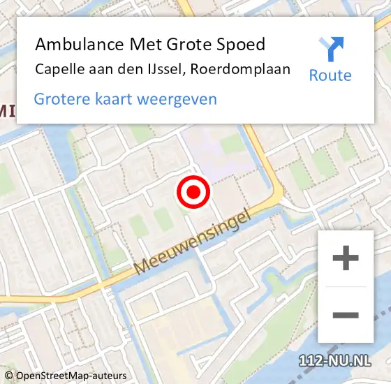 Locatie op kaart van de 112 melding: Ambulance Met Grote Spoed Naar Capelle aan den IJssel, Roerdomplaan op 23 juni 2024 19:52