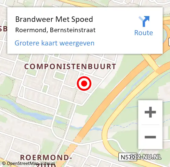 Locatie op kaart van de 112 melding: Brandweer Met Spoed Naar Roermond, Bernsteinstraat op 23 juni 2024 19:57