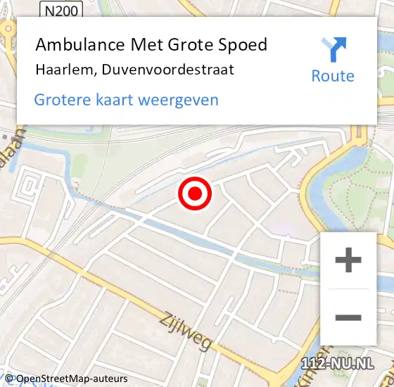 Locatie op kaart van de 112 melding: Ambulance Met Grote Spoed Naar Haarlem, Duvenvoordestraat op 23 juni 2024 19:59